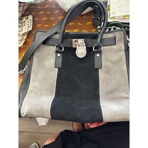 Michael Kors Hamilton Grey/black East West Satchel Grey and Black Suede A11